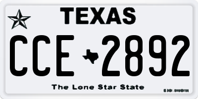 TX license plate CCE2892
