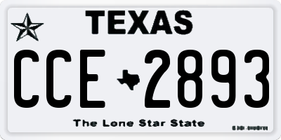 TX license plate CCE2893
