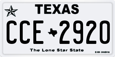TX license plate CCE2920