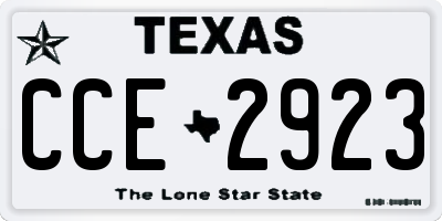 TX license plate CCE2923