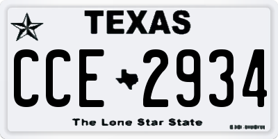 TX license plate CCE2934