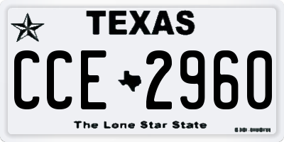TX license plate CCE2960