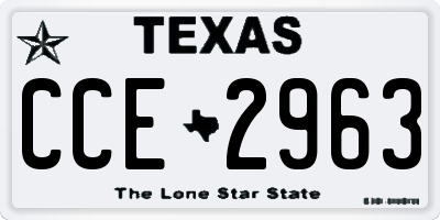 TX license plate CCE2963
