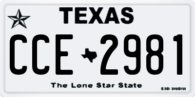 TX license plate CCE2981