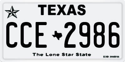 TX license plate CCE2986