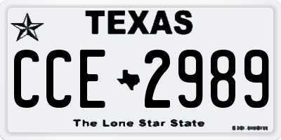 TX license plate CCE2989