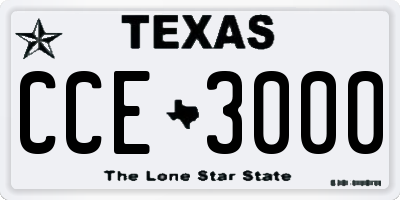 TX license plate CCE3000