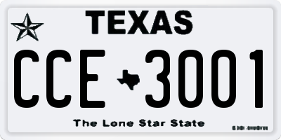 TX license plate CCE3001
