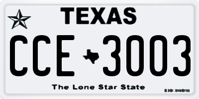 TX license plate CCE3003