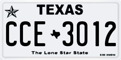 TX license plate CCE3012