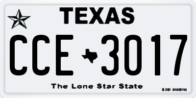 TX license plate CCE3017