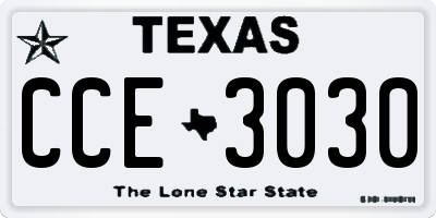 TX license plate CCE3030