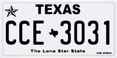 TX license plate CCE3031