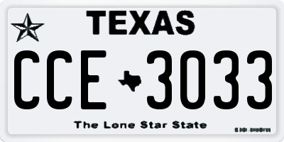 TX license plate CCE3033