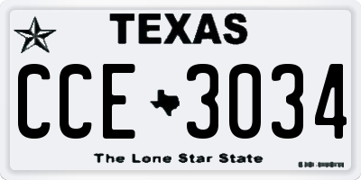 TX license plate CCE3034