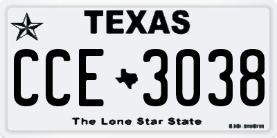 TX license plate CCE3038
