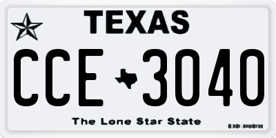 TX license plate CCE3040