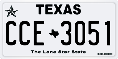TX license plate CCE3051