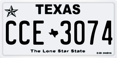 TX license plate CCE3074