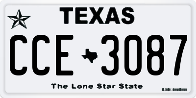 TX license plate CCE3087