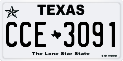 TX license plate CCE3091