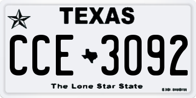 TX license plate CCE3092