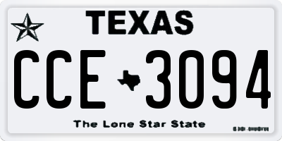 TX license plate CCE3094