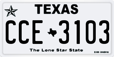 TX license plate CCE3103