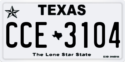 TX license plate CCE3104