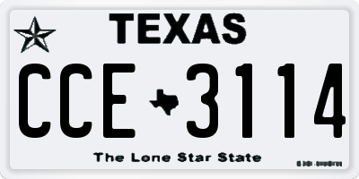 TX license plate CCE3114