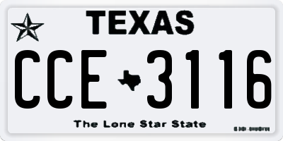 TX license plate CCE3116