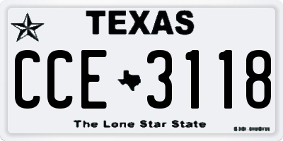 TX license plate CCE3118