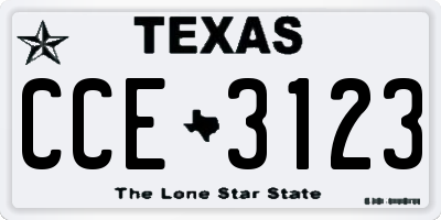 TX license plate CCE3123