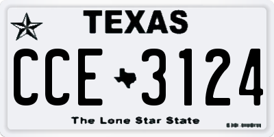TX license plate CCE3124