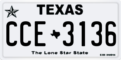 TX license plate CCE3136