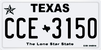 TX license plate CCE3150