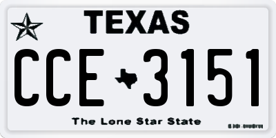 TX license plate CCE3151