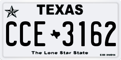 TX license plate CCE3162