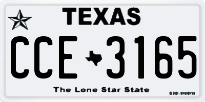 TX license plate CCE3165