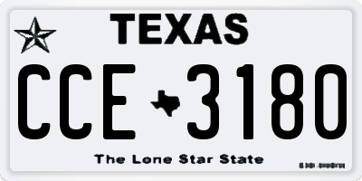 TX license plate CCE3180