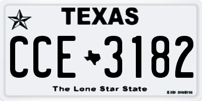 TX license plate CCE3182