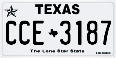 TX license plate CCE3187
