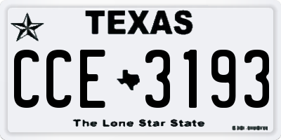 TX license plate CCE3193