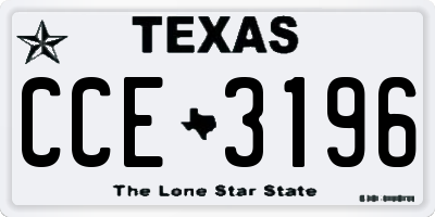 TX license plate CCE3196