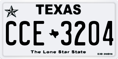 TX license plate CCE3204