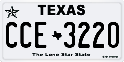 TX license plate CCE3220