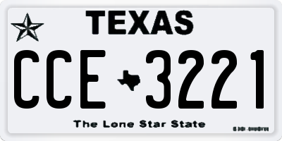 TX license plate CCE3221