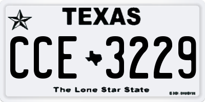 TX license plate CCE3229