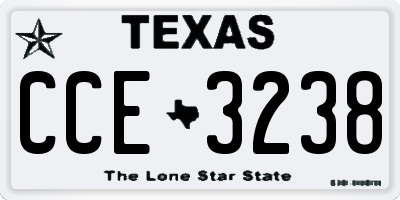 TX license plate CCE3238