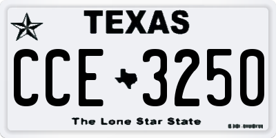 TX license plate CCE3250